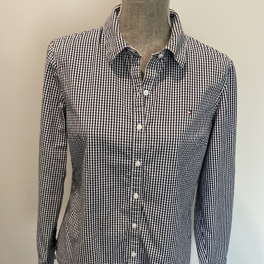 TOMMY Hilfiger Black Plaid  Button Down Shirt Large​​​ - Picture 10 of 13